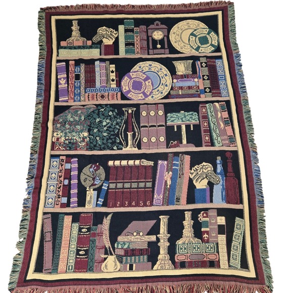 Goodwin Weavers Bookshelf Library of Congress Throw Blanket Cotton USA 50x70